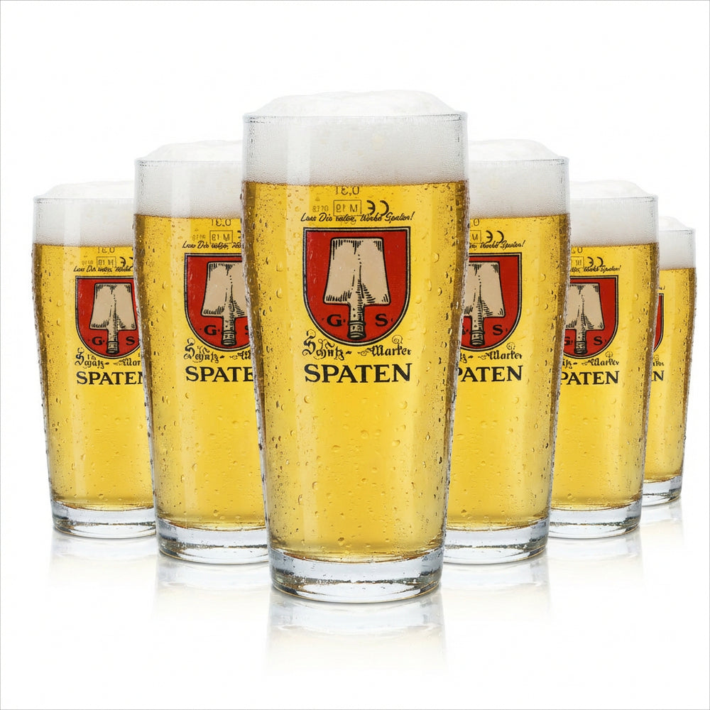 6x Spaten Beer Glass 0.3l Mug Willi Glasses Brewery Tumbler Lion Coat of Arms Beer