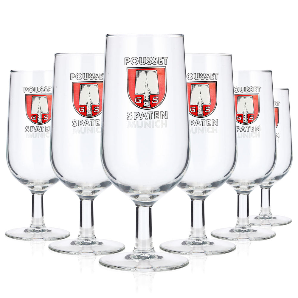 6 Spaten Beer Glasses, 0.3 L, "Pousset Spaten Munich" Goblet