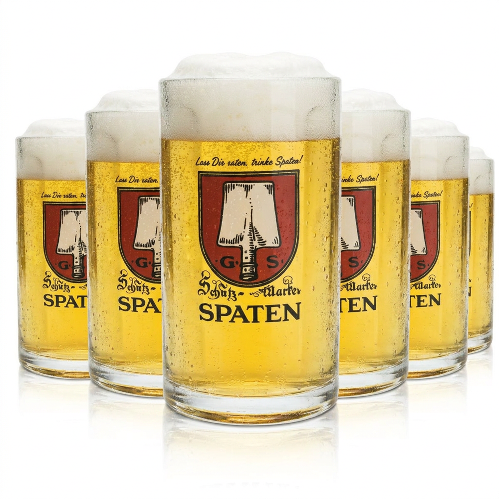 6x Spaten beer glass 0.5l beer mug glasses brewery Bavaria beer garden Munich lager