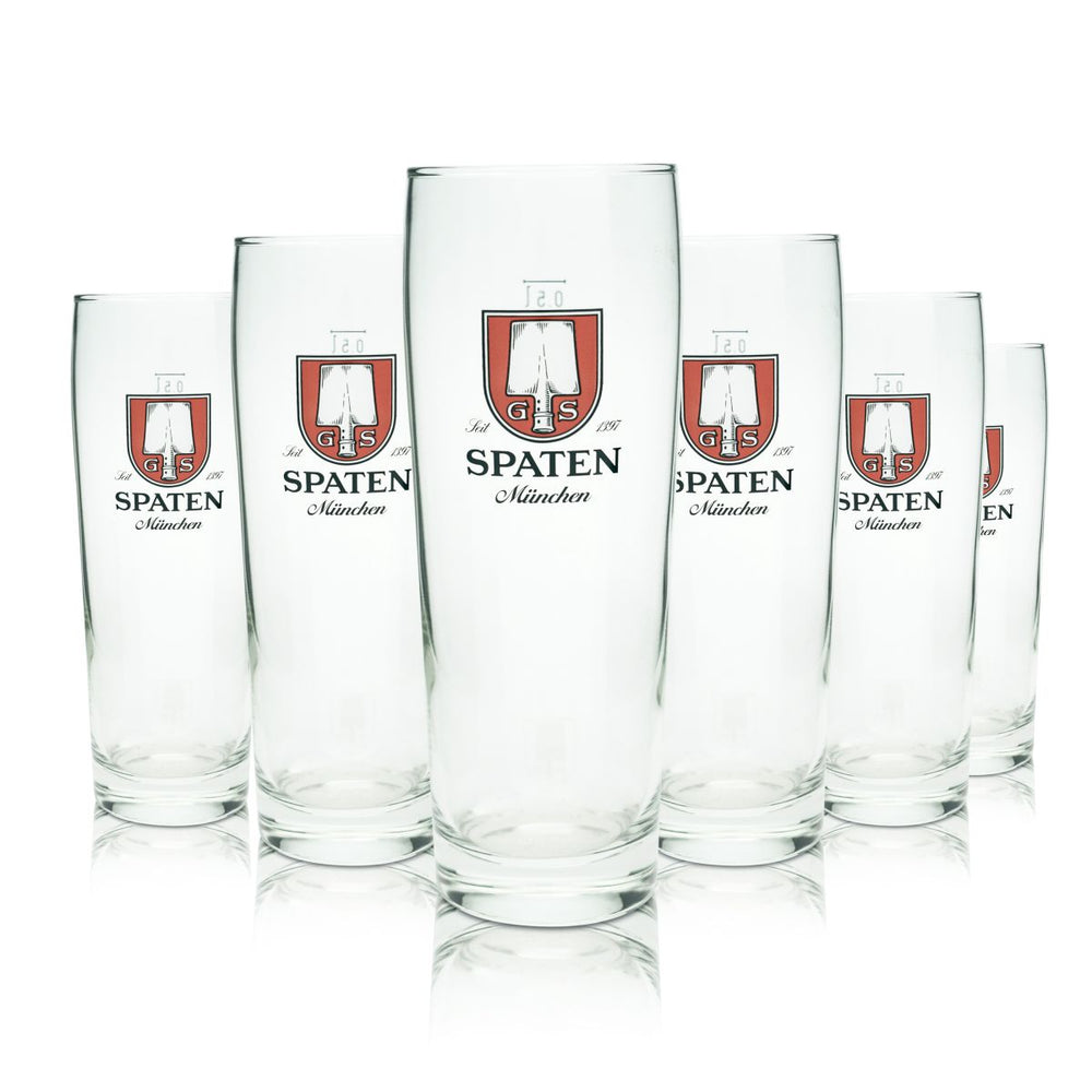 6x Spaten beer glass 0,5l Löwenbecher Helles Gläser Set Brauerei München Bayern