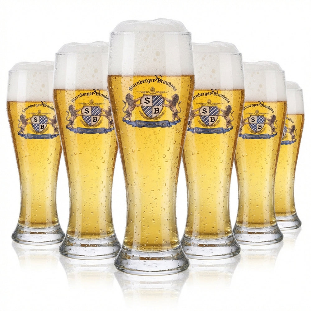 6x Starnberger Brauhaus beer glasses Glass beer glasses 0.3l wheat beer glass