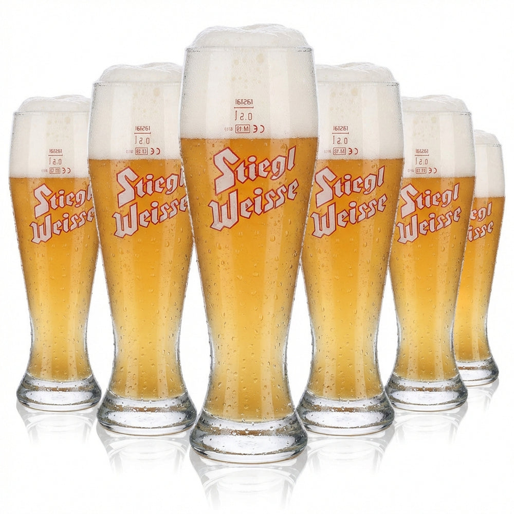 6x Stiegl beer glasses 0.5l wheat beer glass "Stiegl Weisse" Rastal Weissach
