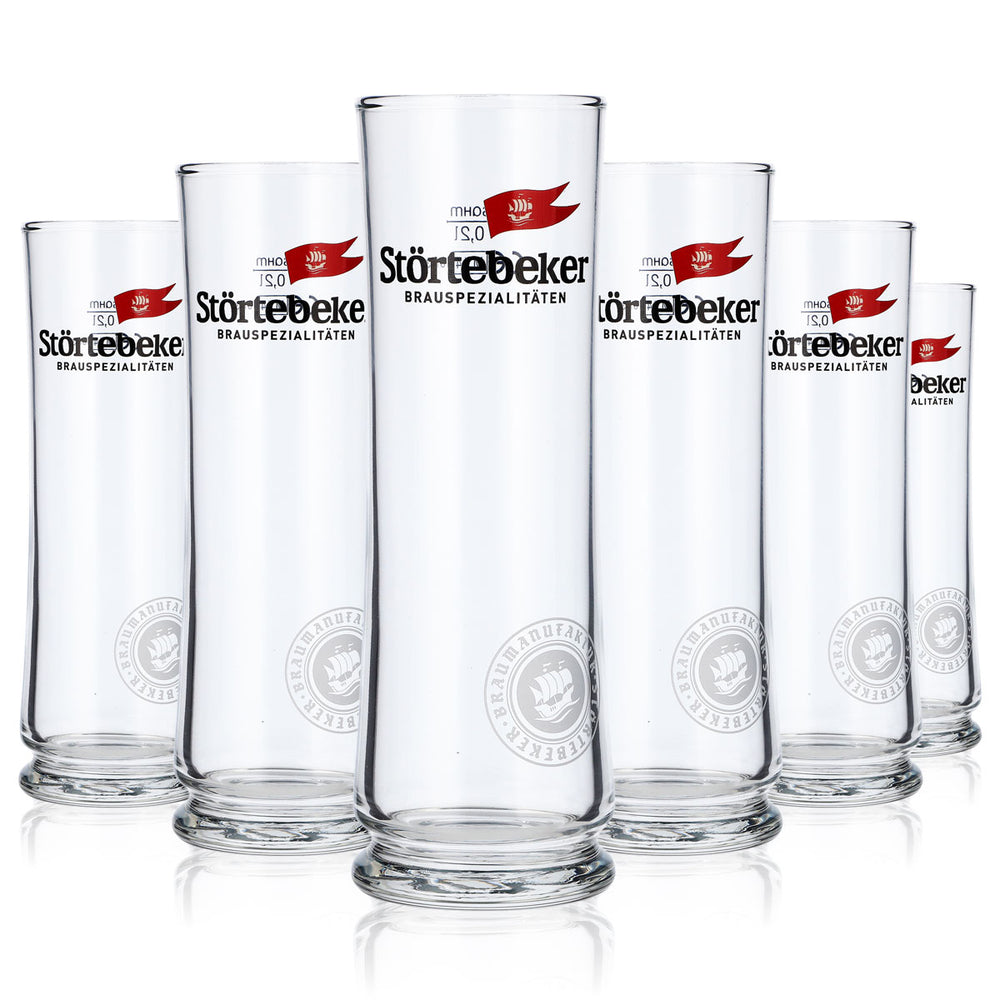 6x Störtebeker beer glass 0.2l mug with round white logo at the bottom Stiegl mug