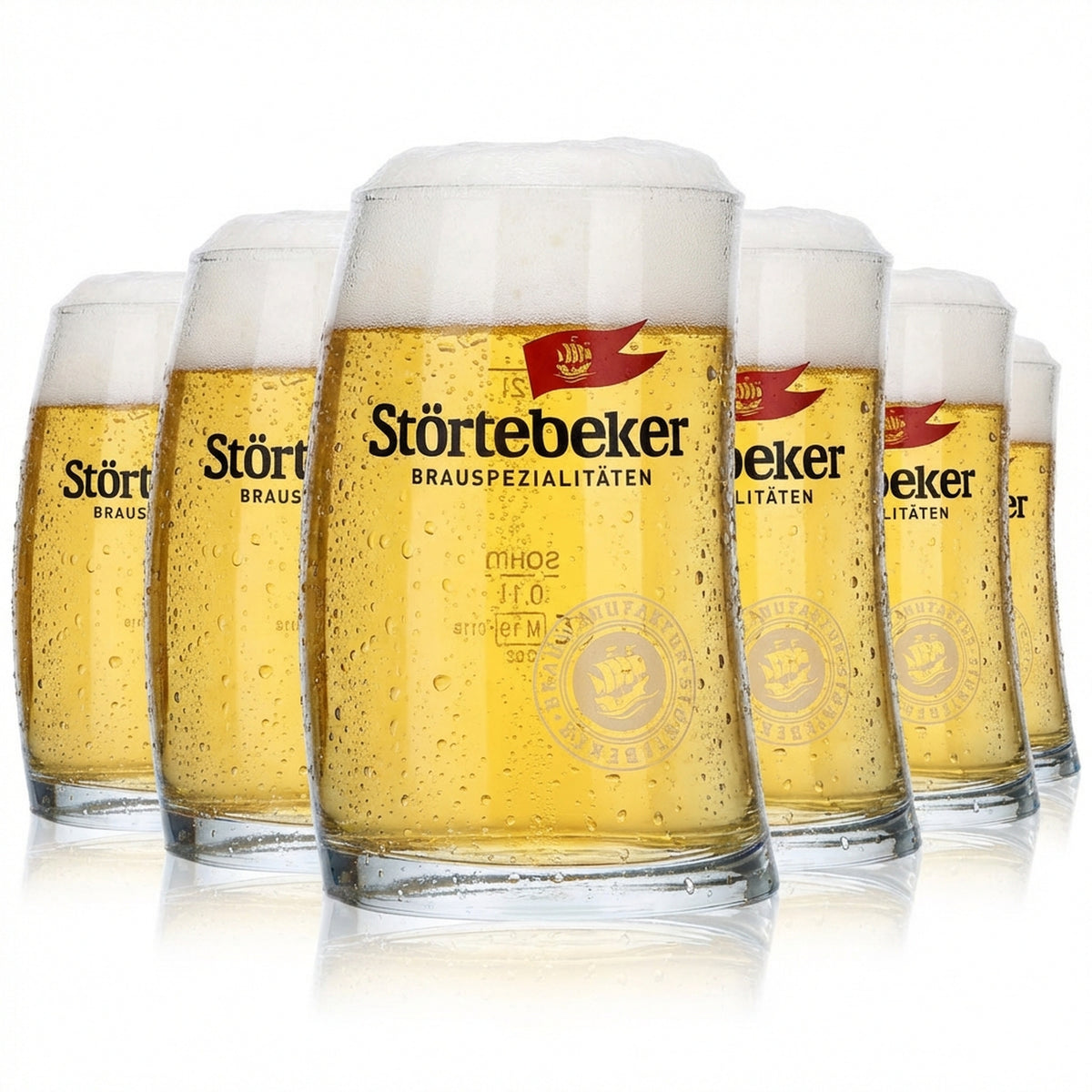 6x Störtebeker Beer Sail Glass Beer Glasses 0.2l Stiegel Mug Design