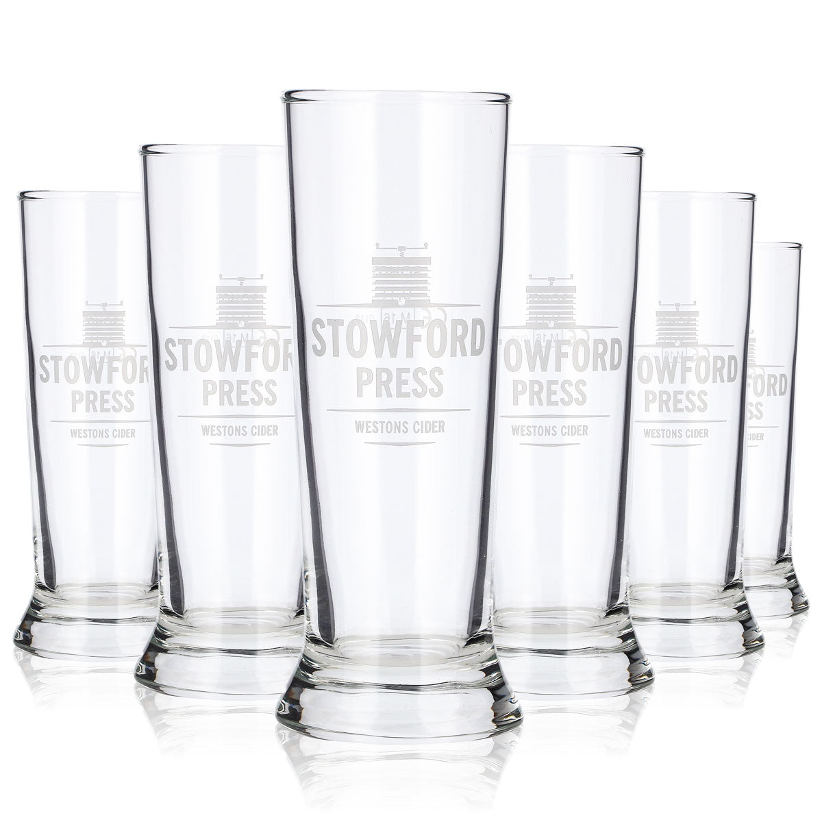 6 Stowford Cider Glasses, 0.1 L, Long Drink, Cream