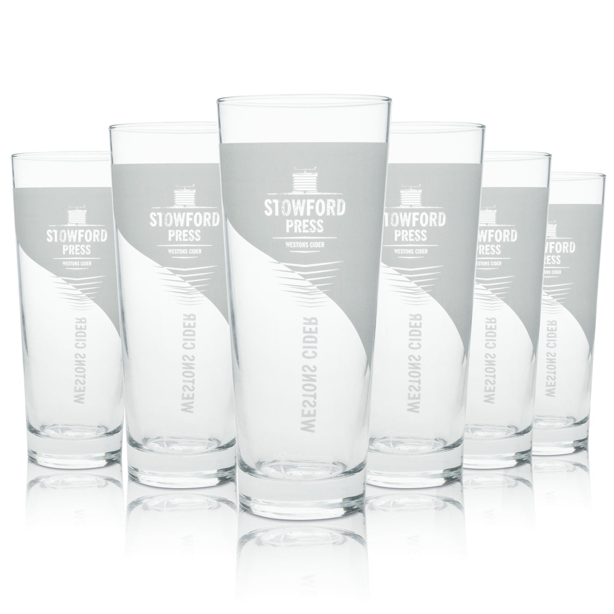 6x Stowford Cider Glass Long Drink Relief 500ml rastal
