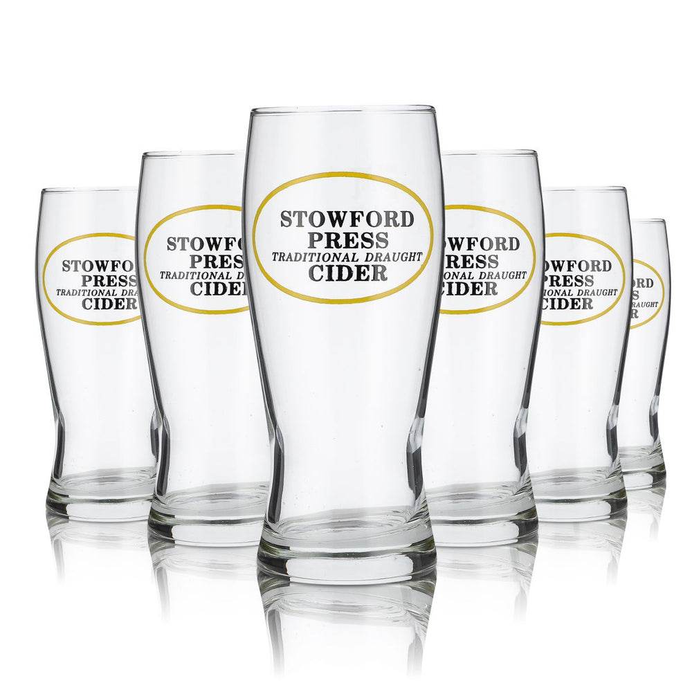 6x Stowford Press Glass 0.25l Irish Cider Half Pint Beer Glass Set Brewery UK