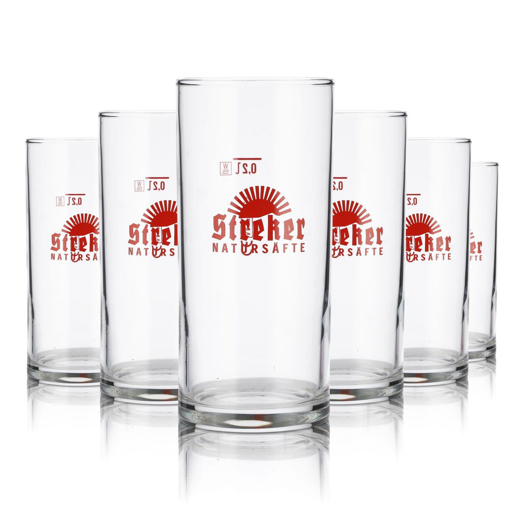 6x Streker glass 0,2l juice Willi cup glasses set mineral water fruit juice lemonade