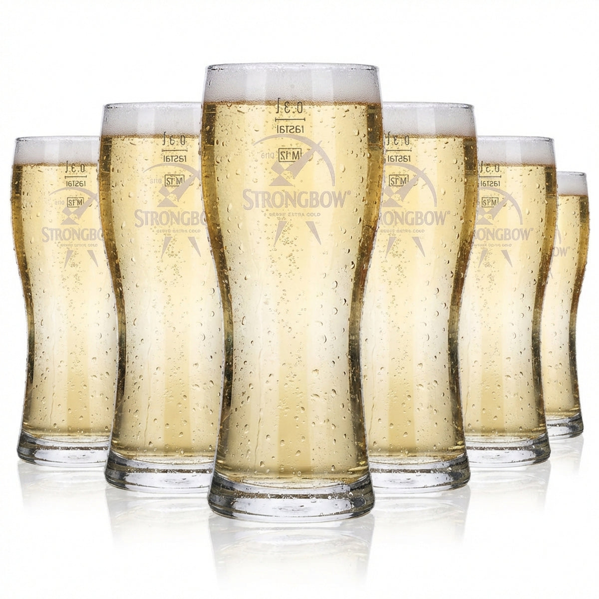6x Strongbow Cider Glass 0.3l Cup White Logo rastal Bavaria