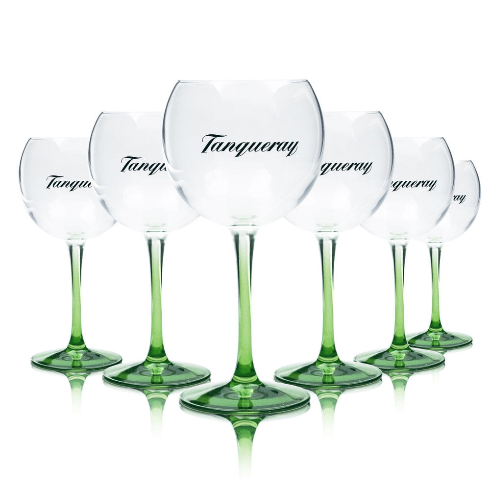 6x Tanqueray Glass 0.35l Gin and Tonic Balloon Stem Glasses Britain London Dry Gastro
