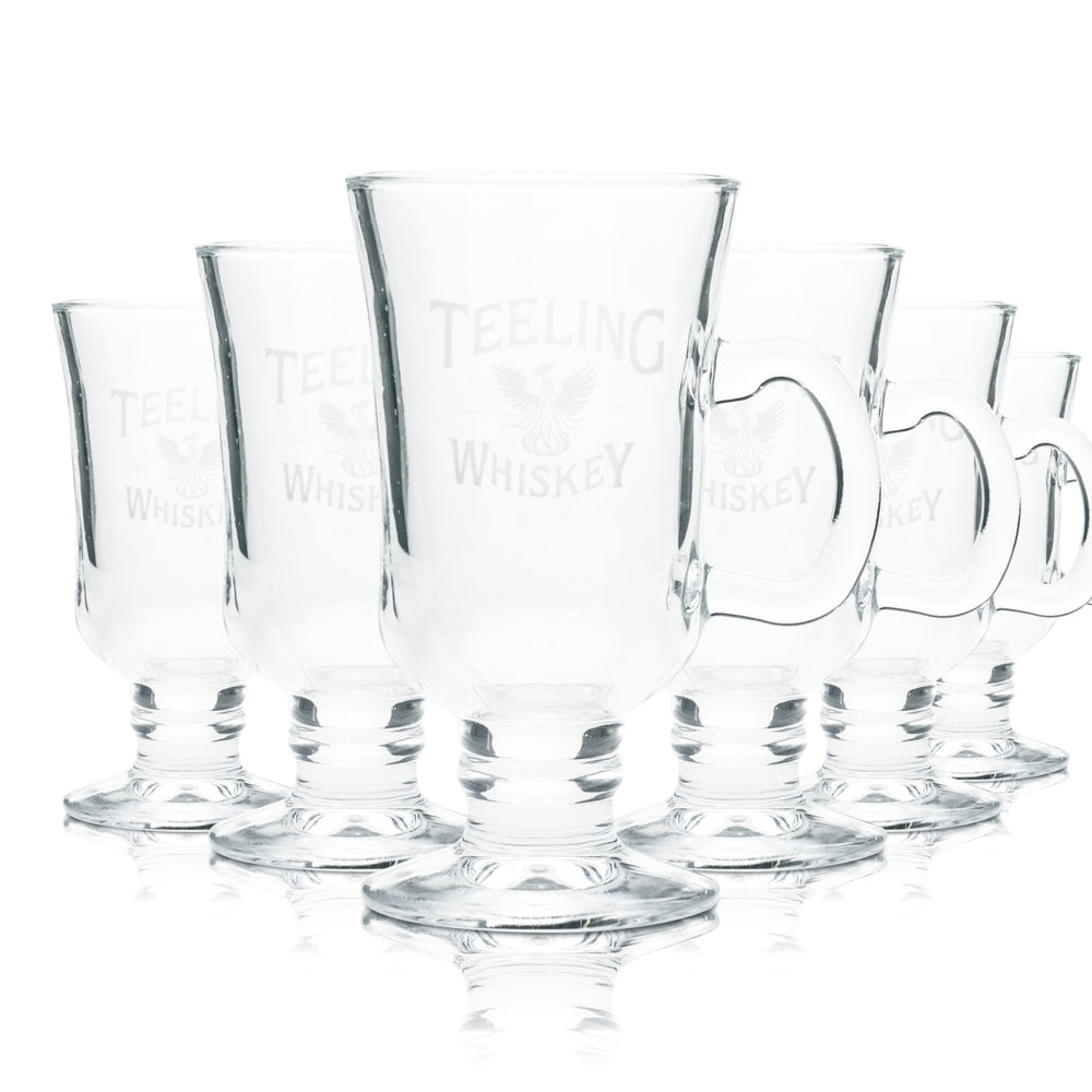 6x Teeling Whiskey Glass 0.2l Handle Cup Irish Coffee Glasses Single Malt Dublin