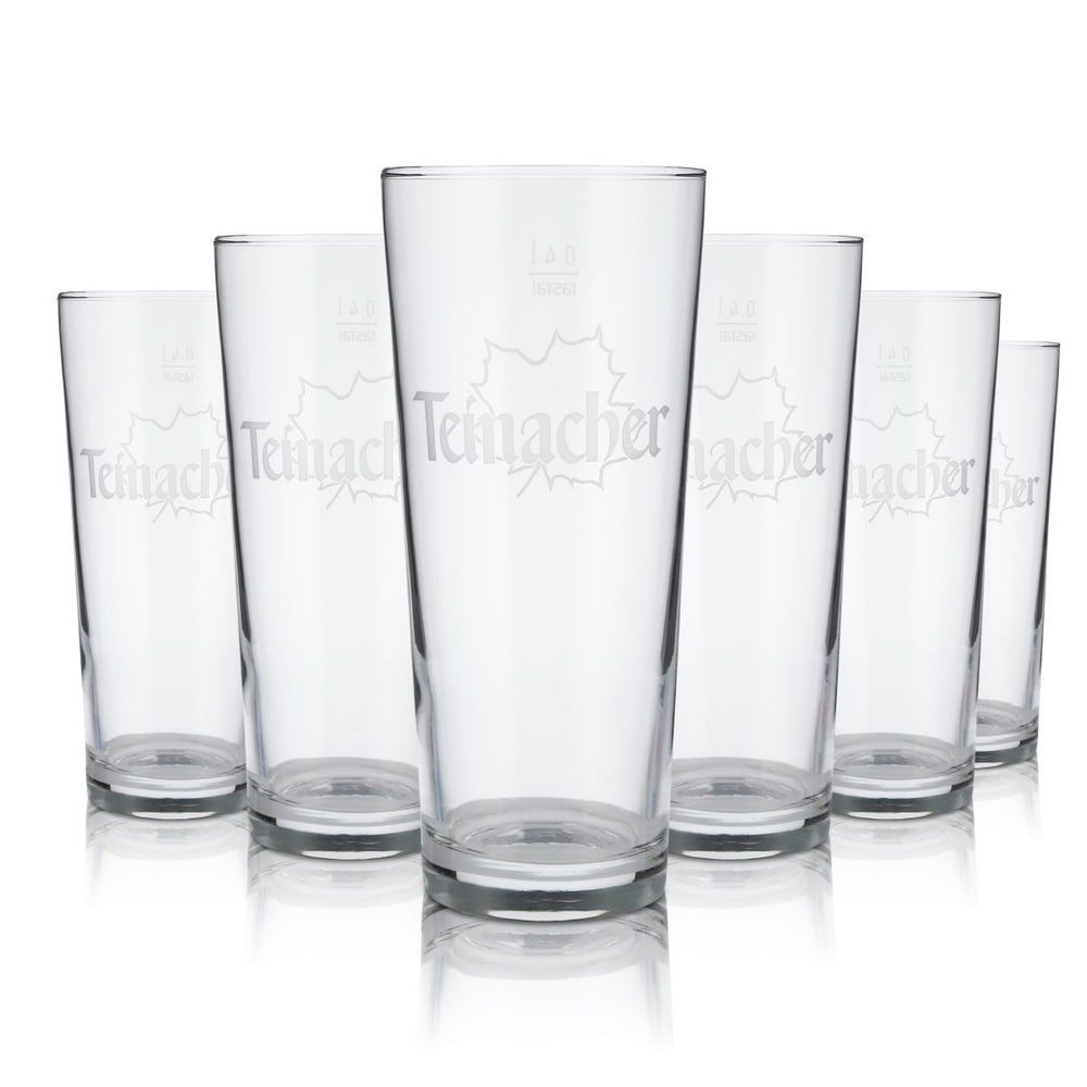 6x Teinacher Glass 0,4l Mineral Water Sparkling Tumbler Glasses Set Gastro
