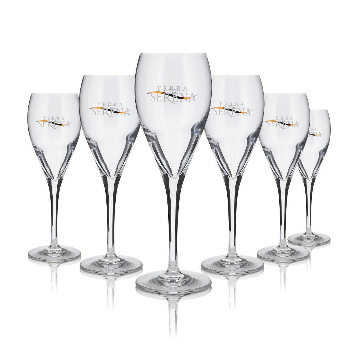 6x Terra Serena Glass 0.16l Champagne Flute Stemmed Glass Sparkling Wine Secco Glass Set