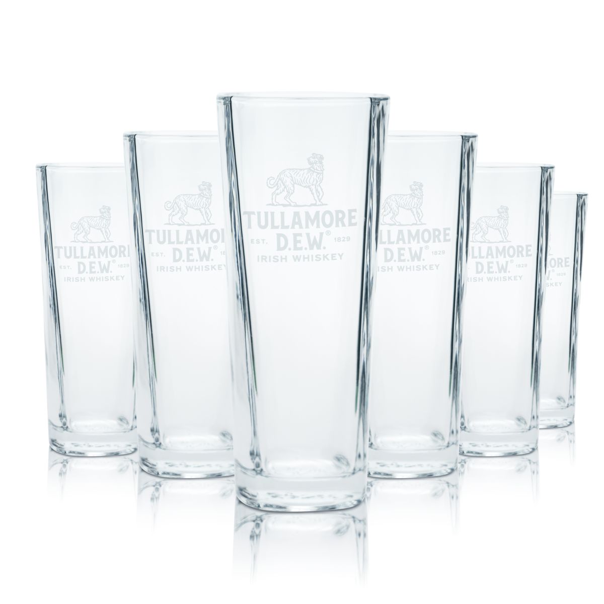 6x Tullamore Dew Glass 0,32l Highball Tumbler Glasses Set Whiskey Longdrink