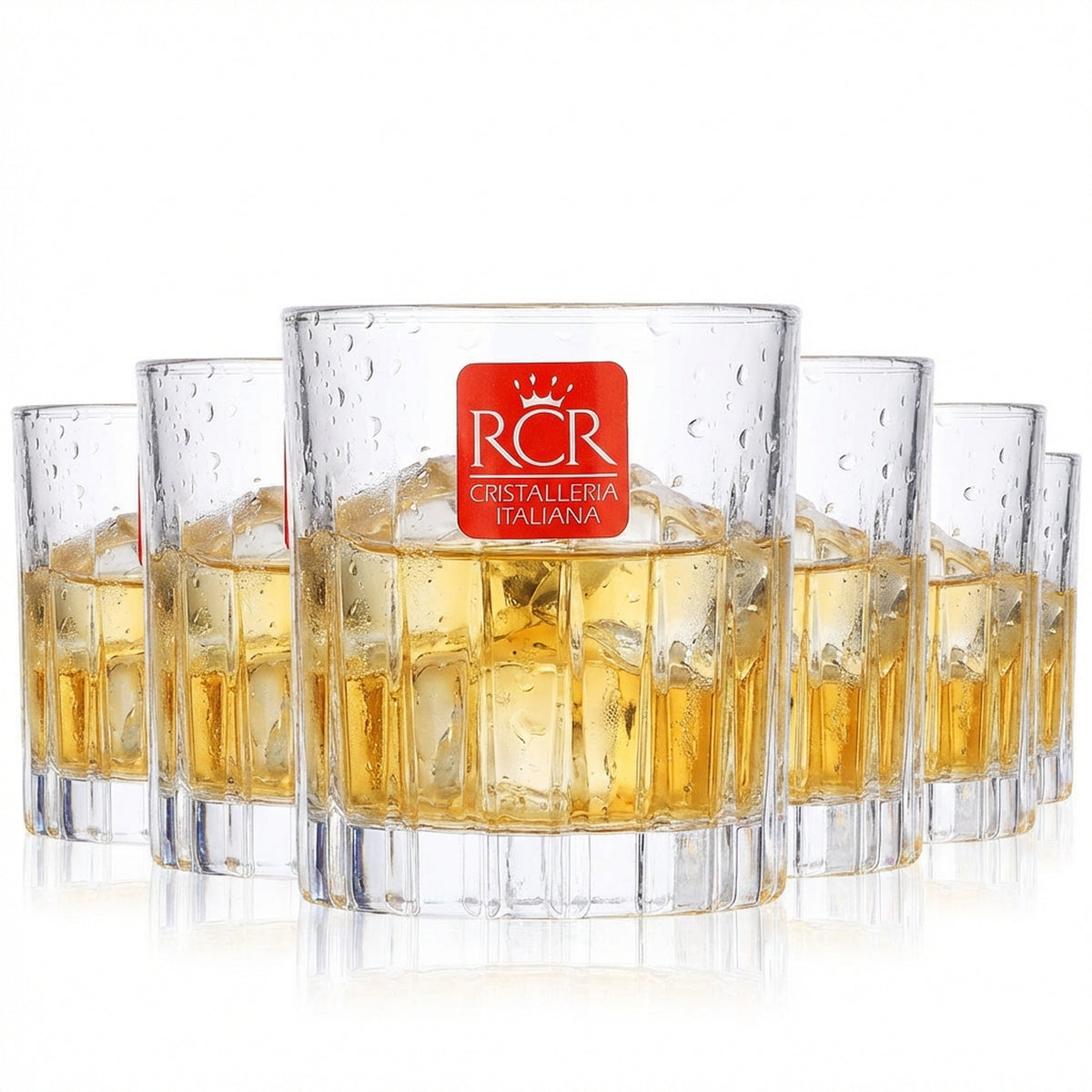 6x Tullamore Dew Glass Whiskey Tumblers with Relief Crystal Cut Timeless Glasses