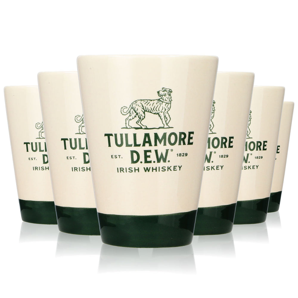 6x Tullamore Dew Whiskey Glass Shot Glass Stamper Stoneware Clay Glass 0.09l