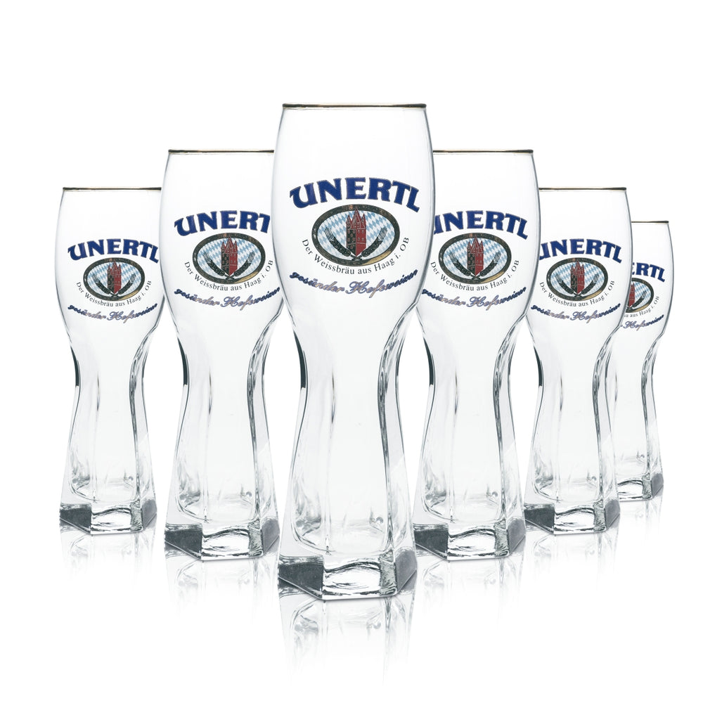 6x Unertl wheat beer glass 0.5l yeast wheat contour glasses Bavaria brewery gastro bar