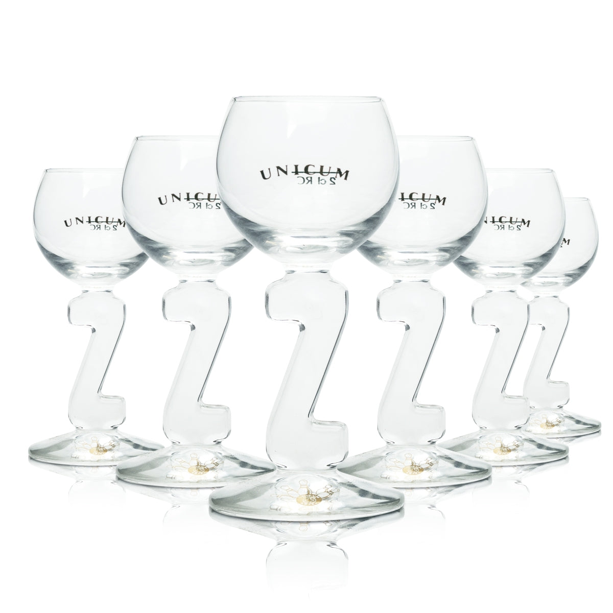 6x Unicum herbal liqueur shot glasses Stamper mini balloons 2cl
