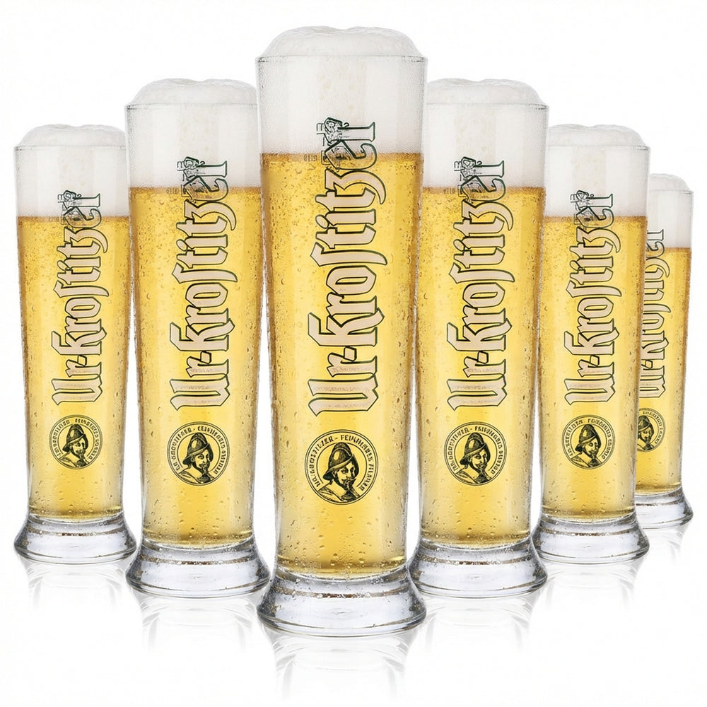 6x Ur-Krostitzer beer glass trophy beer glasses wheat beer glass relief contour