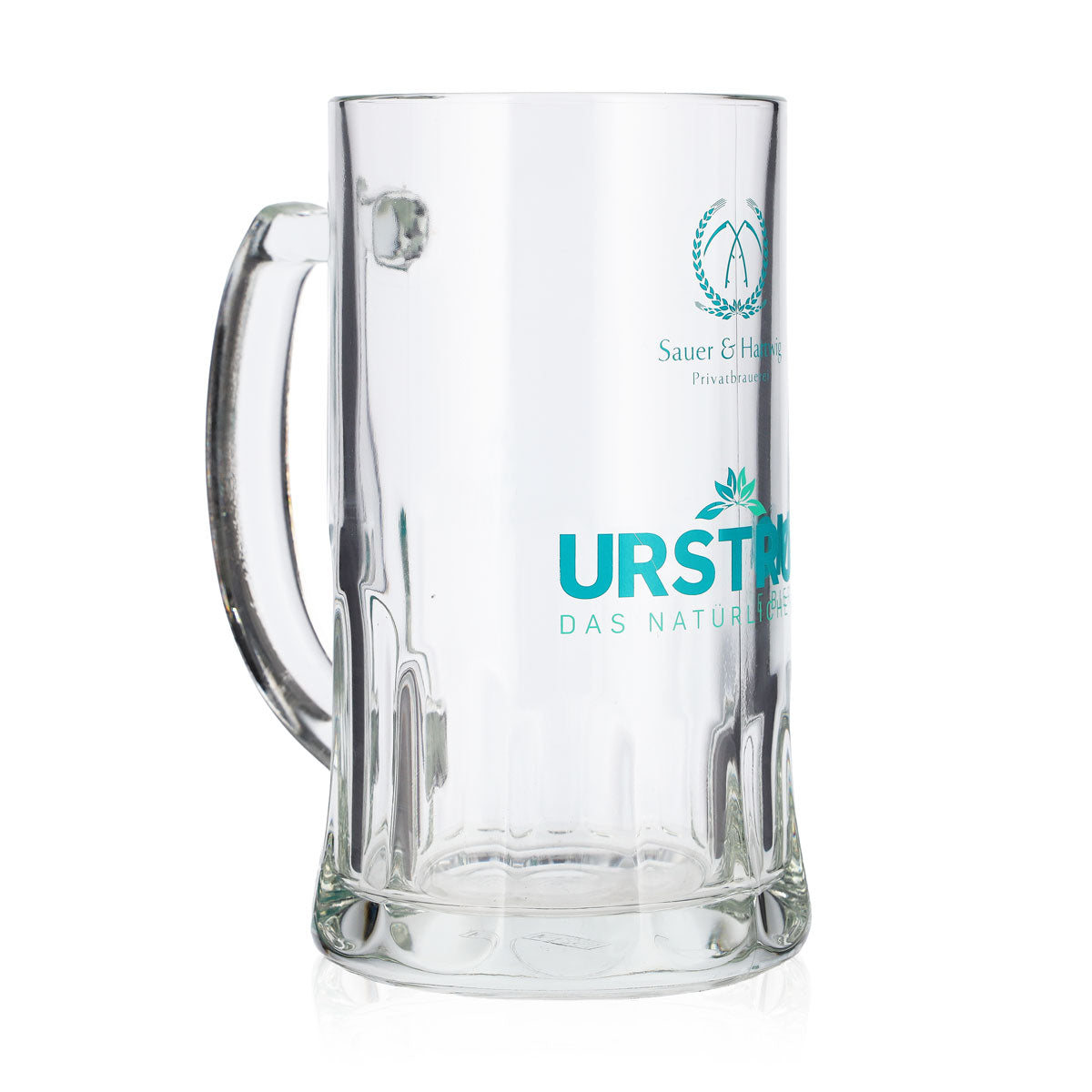 6 Urstrom Beer Glasses, 0.5 L, Turquoise Logo, Rastal Sauer Hartwig – View 3
