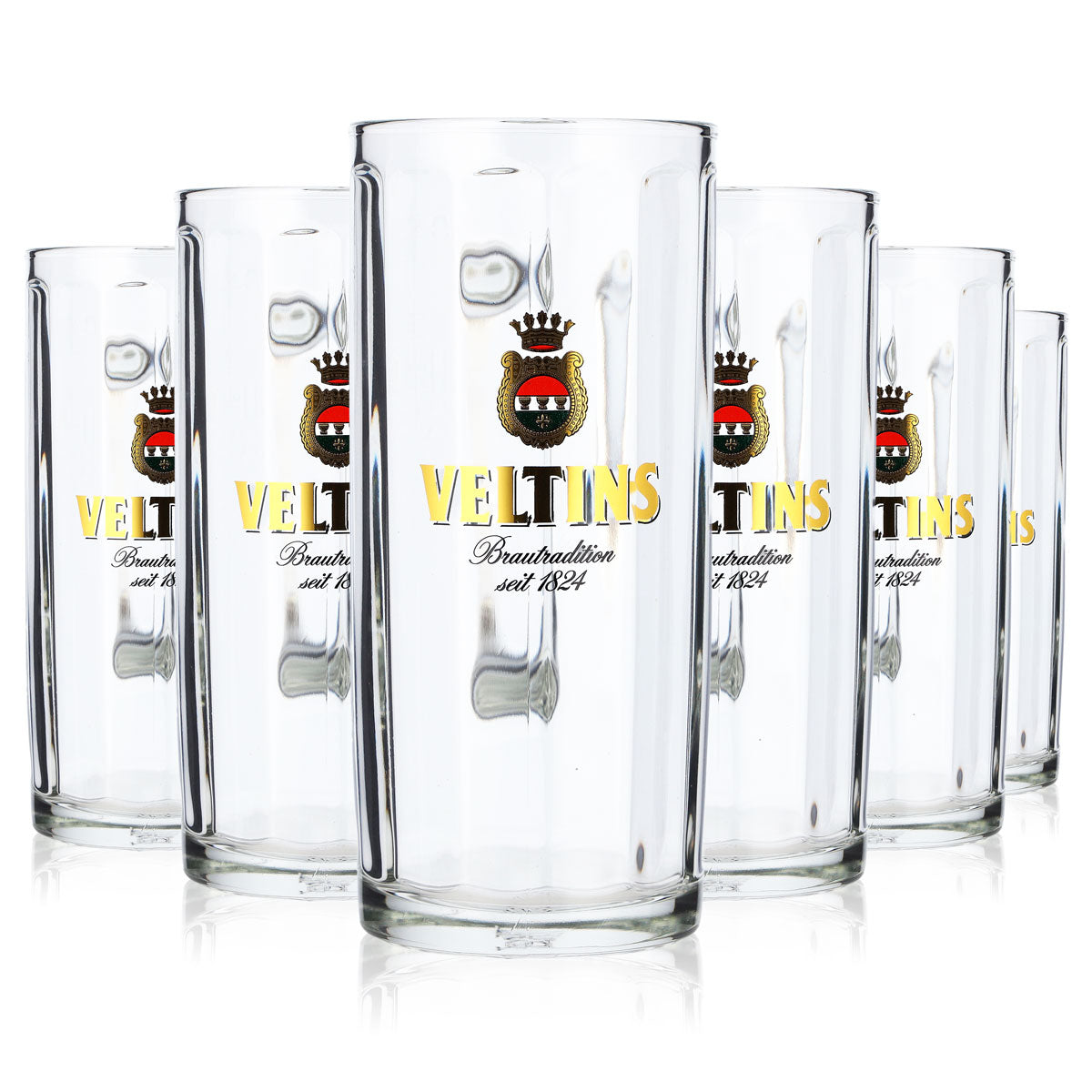 6 Veltins Beer Glasses, 0.25 L, "Krug Sahm Moldau" (Set of 6)