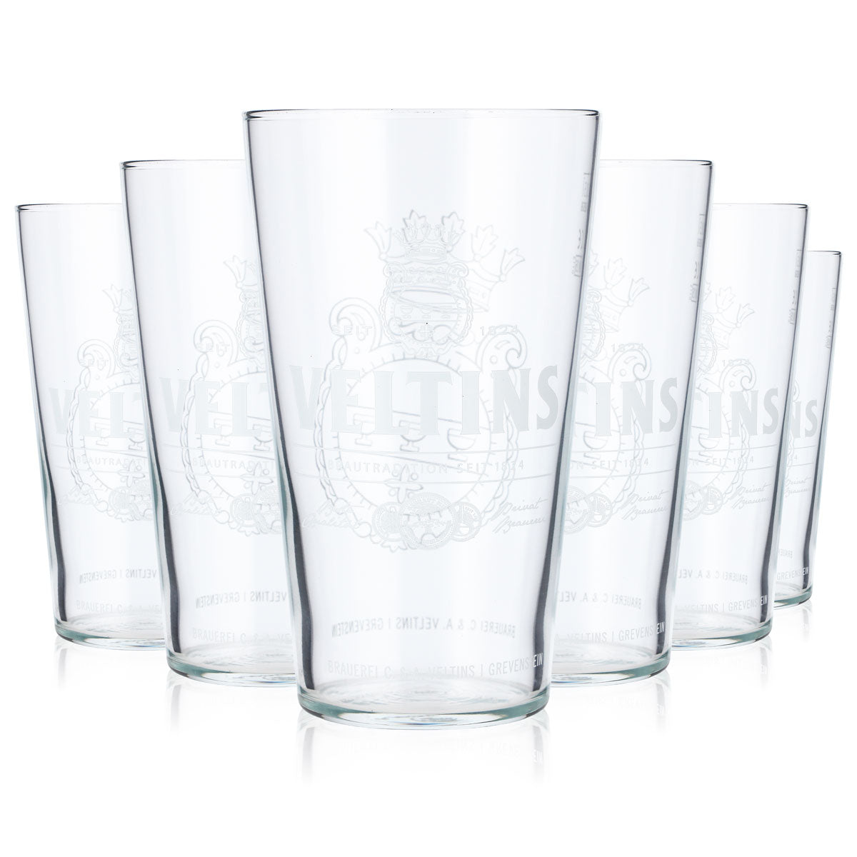 6 Veltins Beer Glasses, 0.5 L, with Horizontal Logo, Rastal Beer Glass (Set of 6)