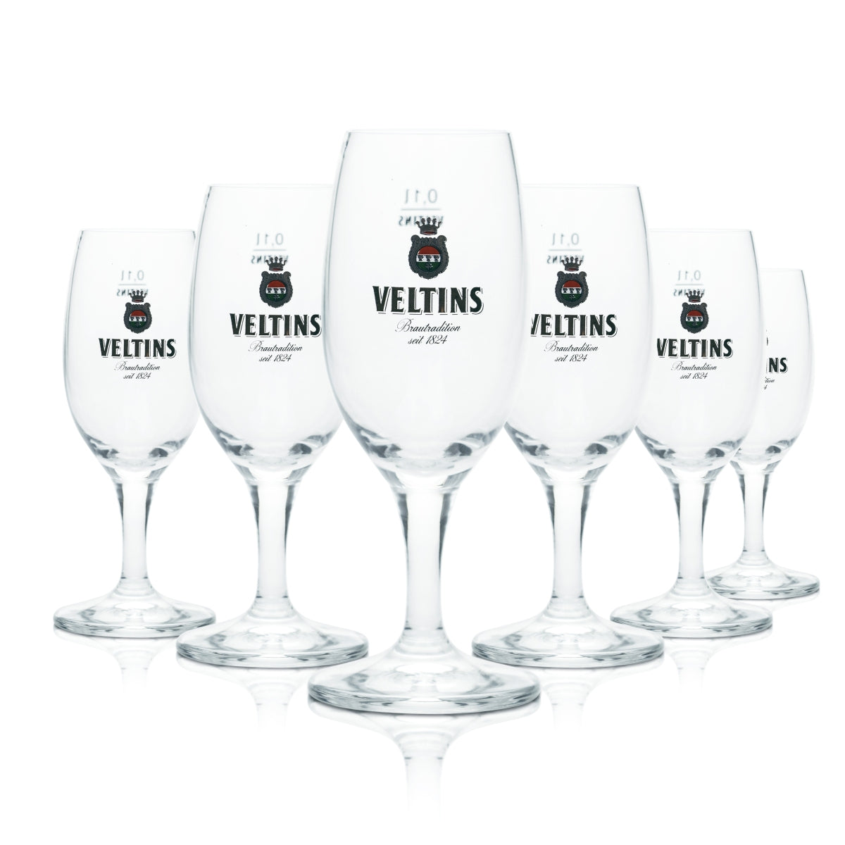 6x Veltins 0.1l tulip beer glasses, pilsner lager glasses, brewery, restaurant, calibrated