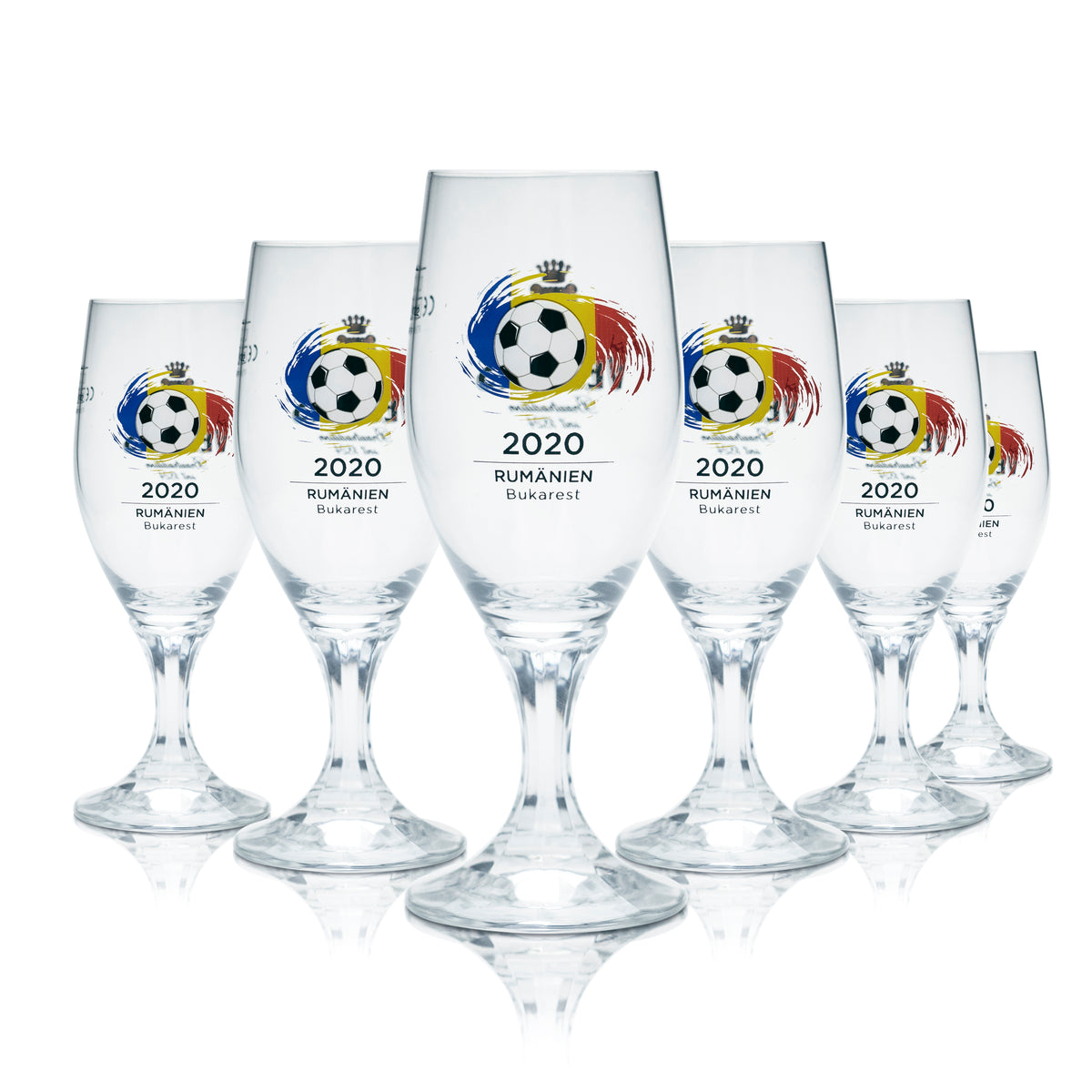 6x Veltins 0.2l beer glasses, tulip shape, Euro 2020 Romania soccer cup – View 5