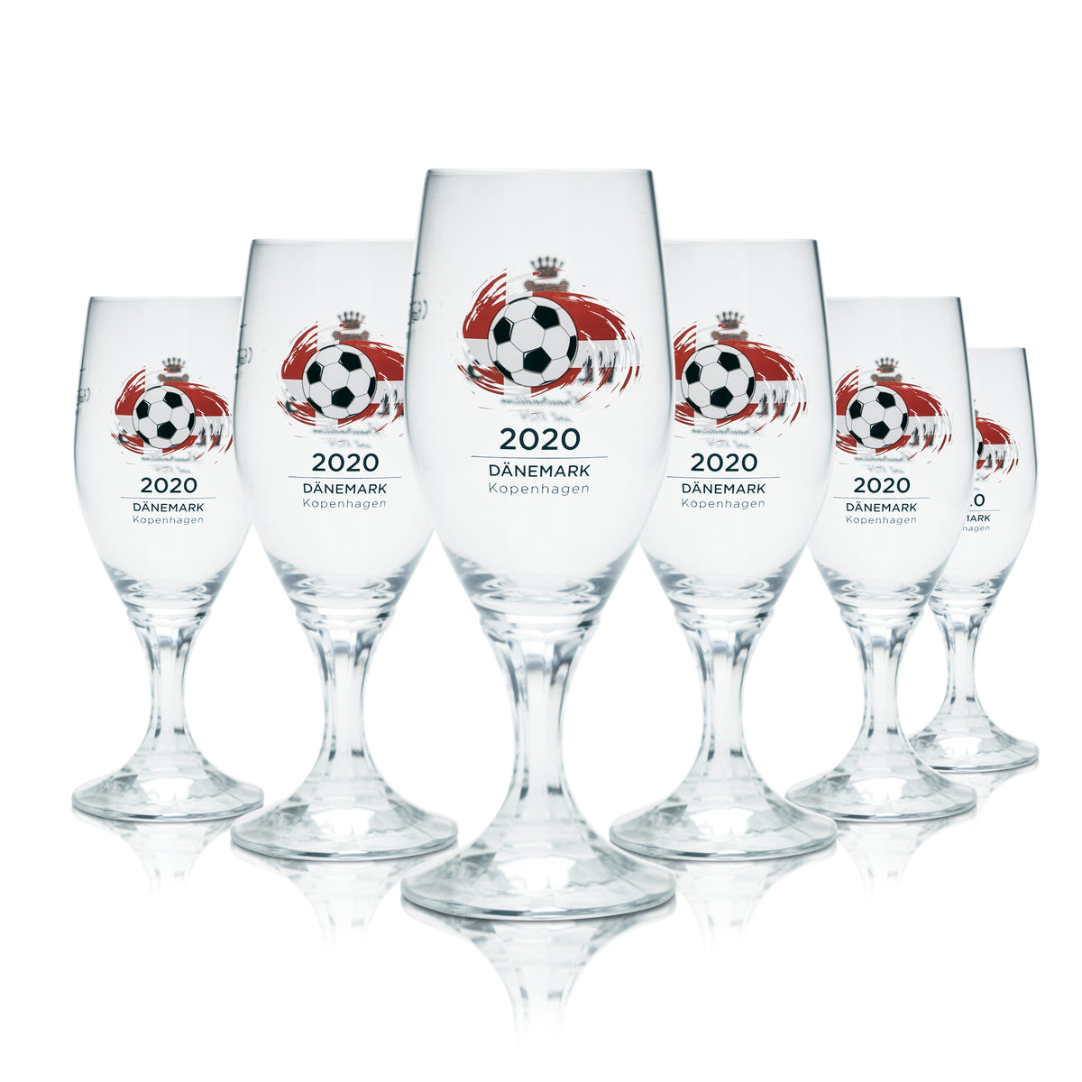6x Veltins 0.2l beer glasses, tulip shape, Euro 2020 Denmark soccer cup – View 5