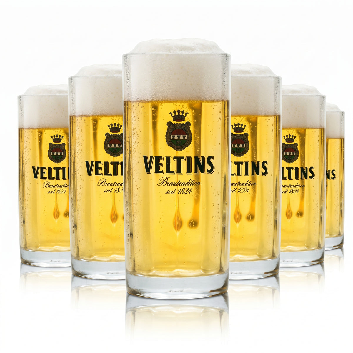 6x Veltins 0.2l contour beer mug Pilsener glasses Brewery Gastro Calibrated V+ – View 2