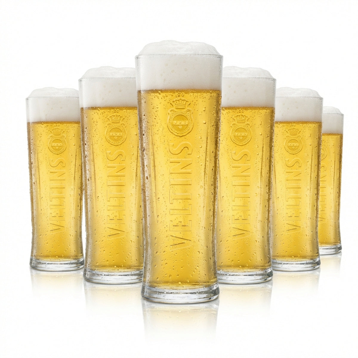 6x Veltins 0.3l beer glasses, contoured cup, calibrated, catering, pub, pilsner