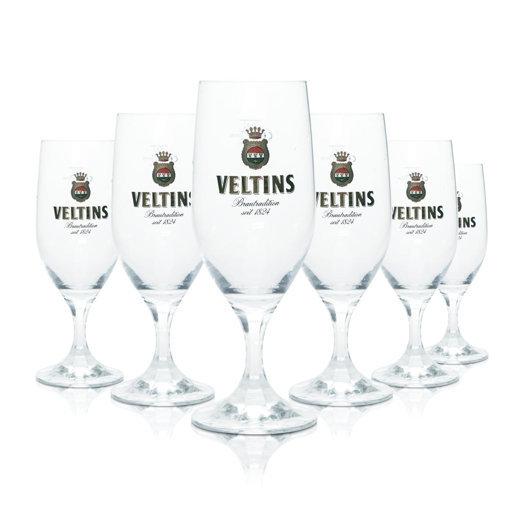 6x Veltins 0.4l beer glass Pilsener tulip glasses Brewery Gastro Calibrated V+