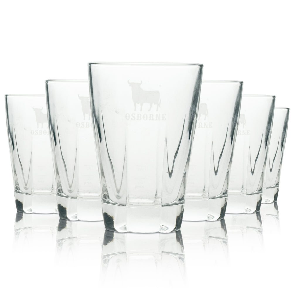 6x Veterano Osborne Brandy Glass Long Drink White Logo Bull