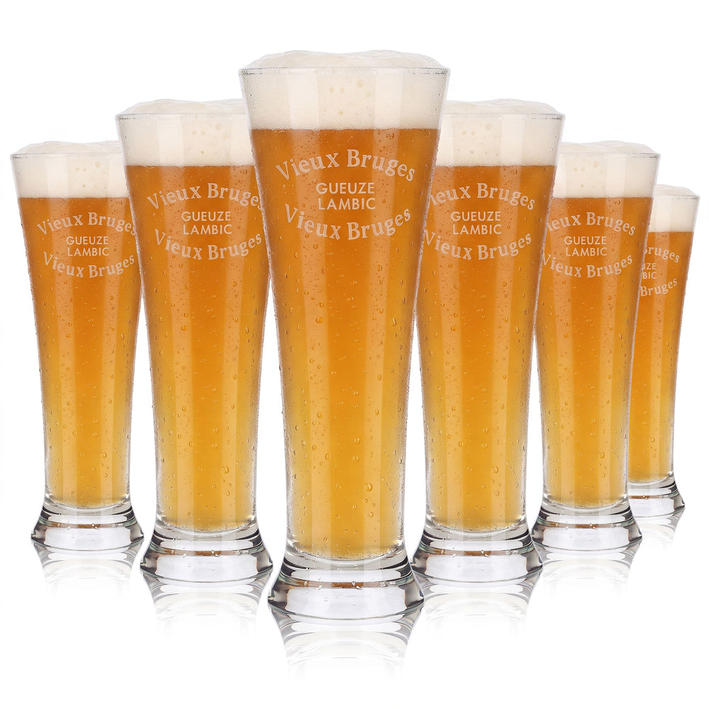 6 Vieux Bruges Beer Glasses (0.36 L) Gueuze Lambic (Set of 6)
