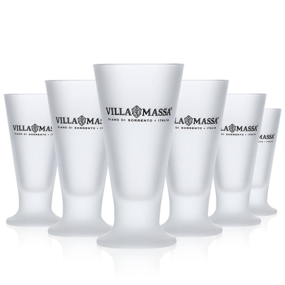 6x Villa Massa Limoncello glasses Stamper Short glass 7cl shot Frosted