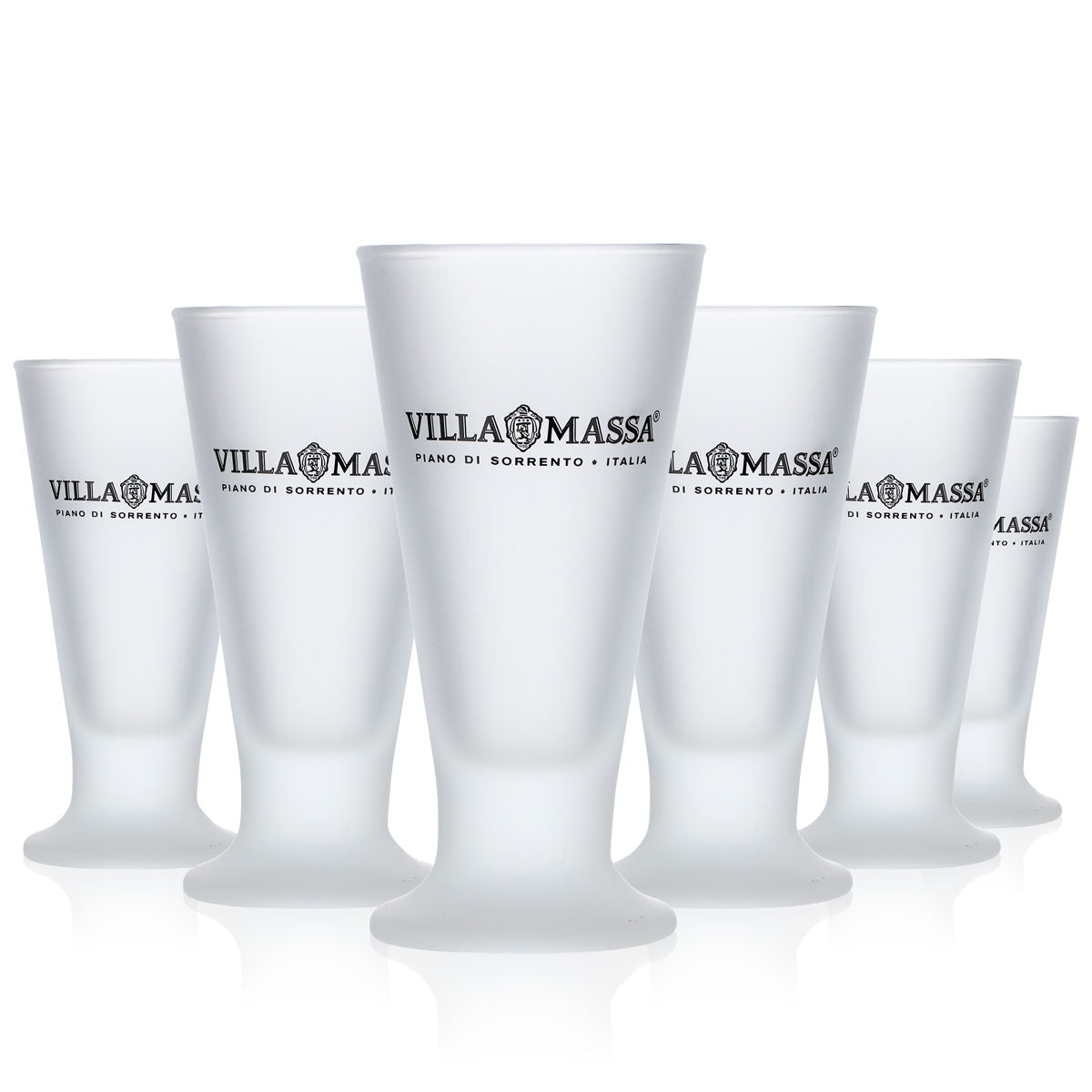 6x Villa Massa Limoncello glasses Stamper Short glass 7cl shot Frosted