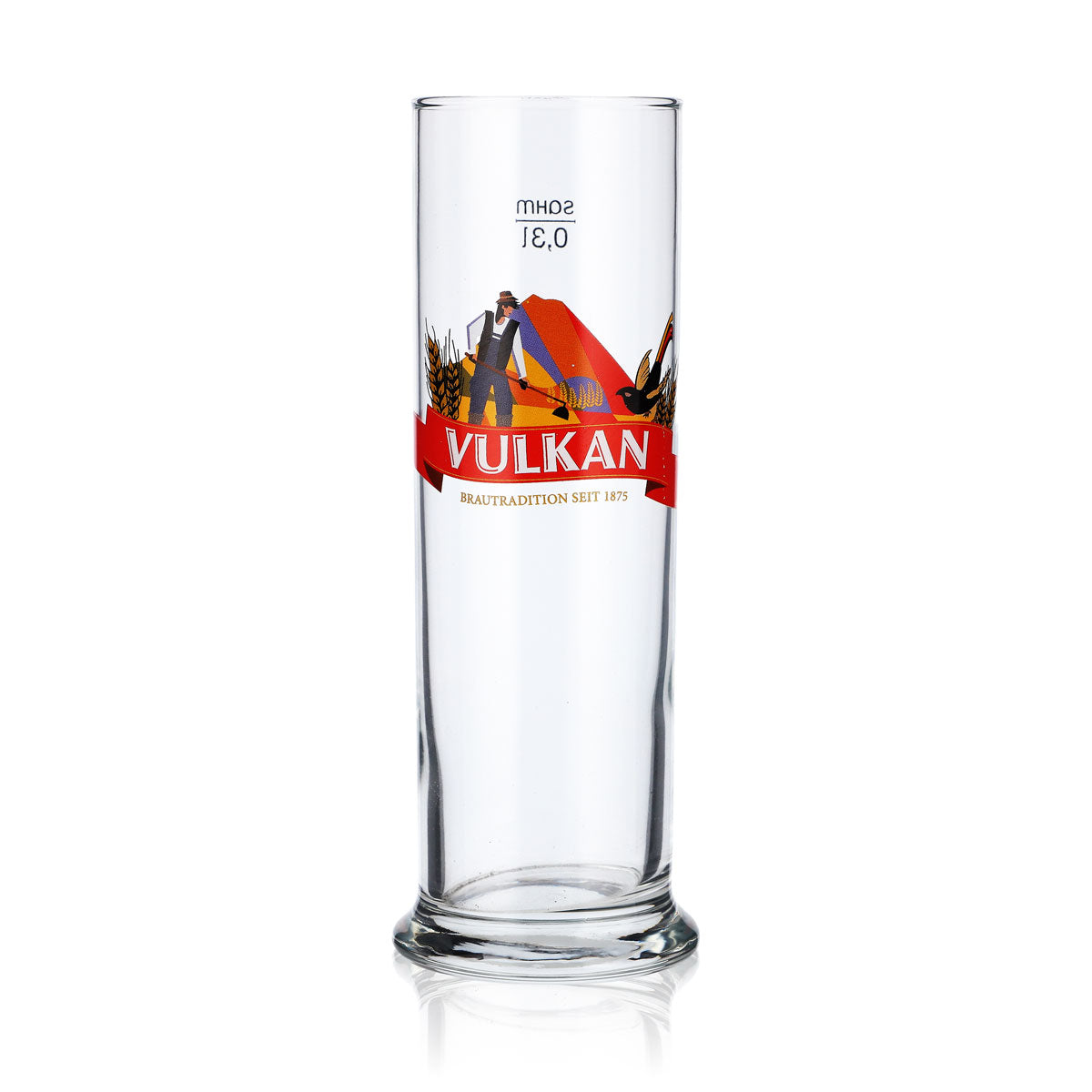 6x Vulkanbräu beer glass 0.3l beer glasses beer mug red banner – View 2