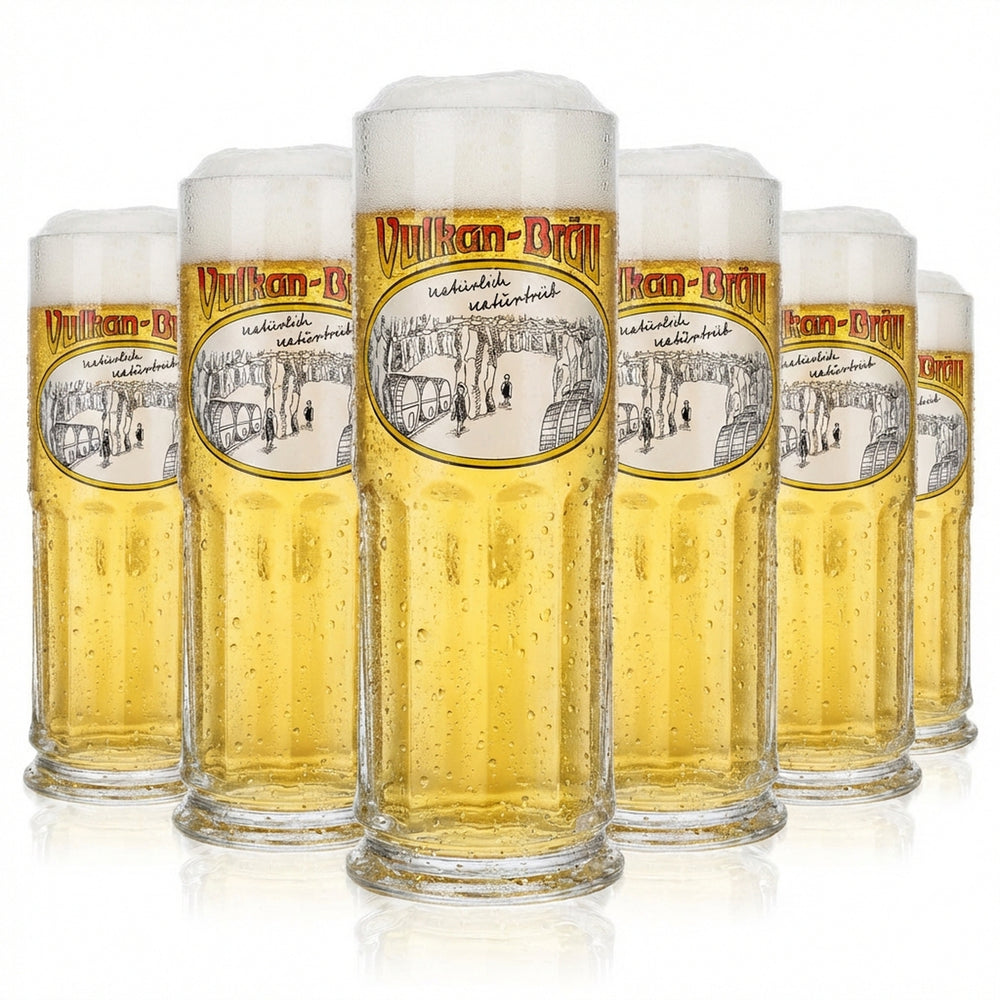 6x Vulkanbräu beer glasses, 0.2 l mug, beer stein, tankard, Maximilian