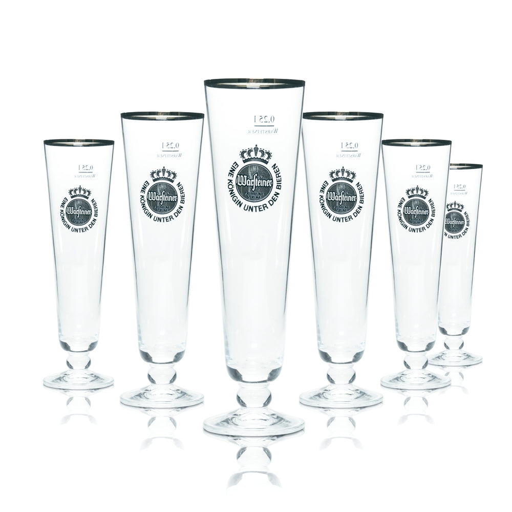 6x Warsteiner beer glass 0.25l tulip glass with gold rim, brewery, gastro, pilsner