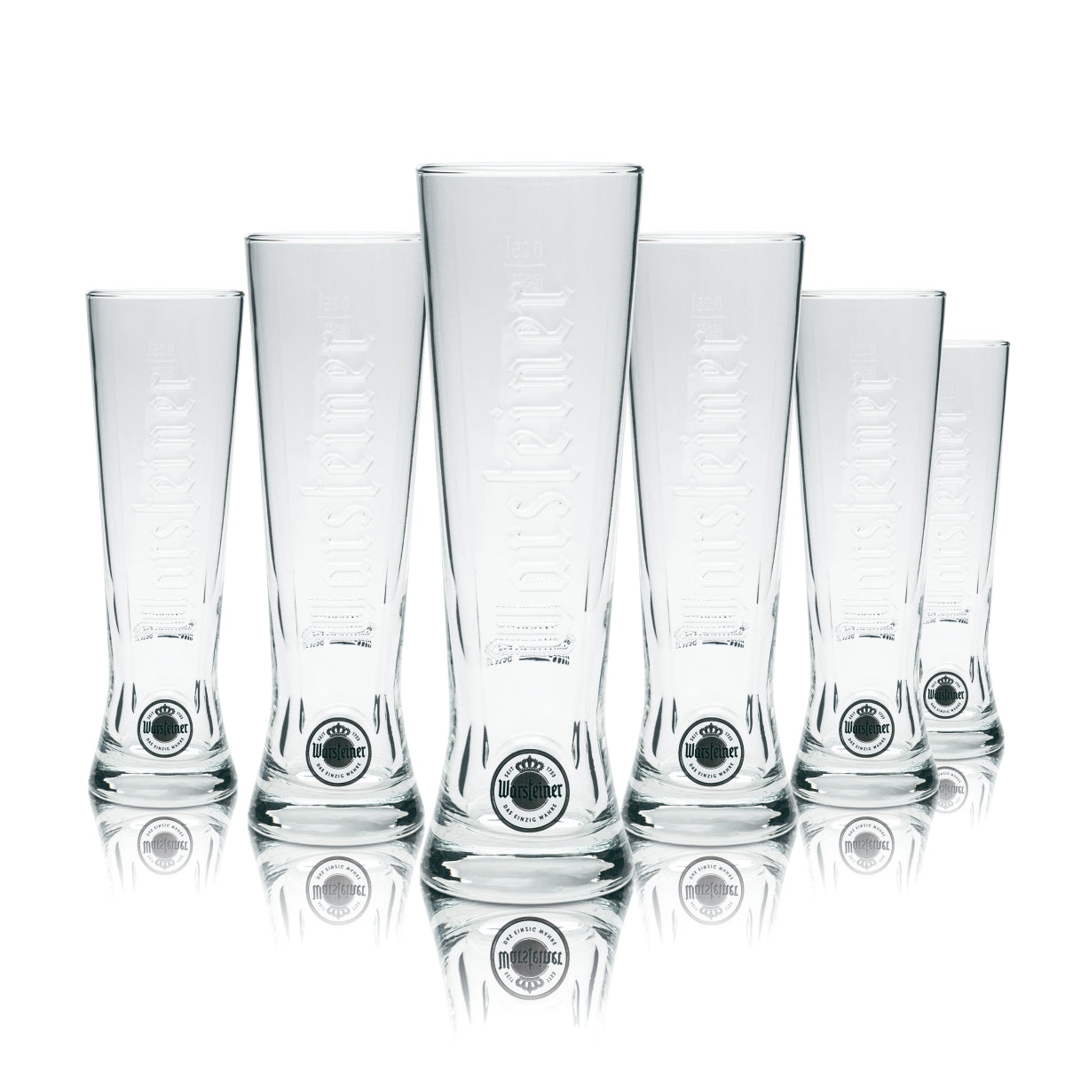 6x Warsteiner Beer Glass 0.25l Premium Cup Relief Pils Tulip Glasses Trophy Beer