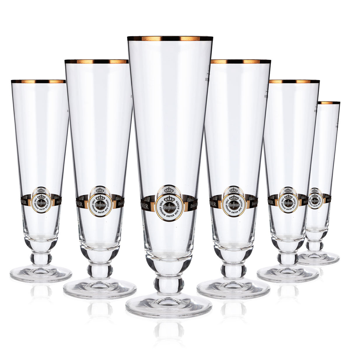 6 Warsteiner Beer Glasses, 0.2 L, Trophy Shape, Bronze, with Logo