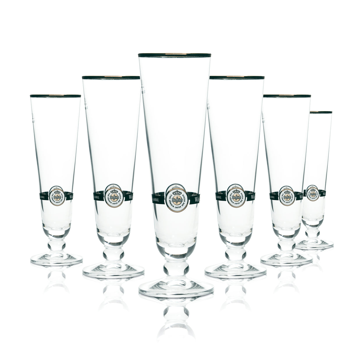 6x Warsteiner Beer Glass 0.2l Goblet Gold Rim Pils Glasses Tulip Stem Beer Brew – View 5