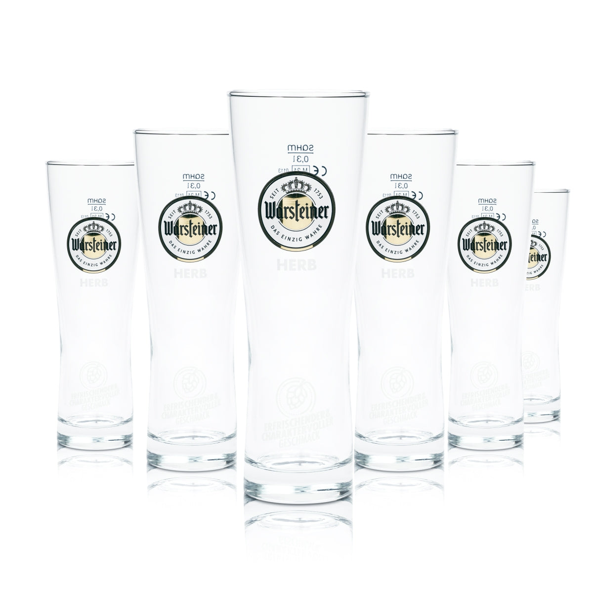 6x Warsteiner Beer Glass 0.3l Herb Cup Tumblers Tulip Goblet Brewery Beer