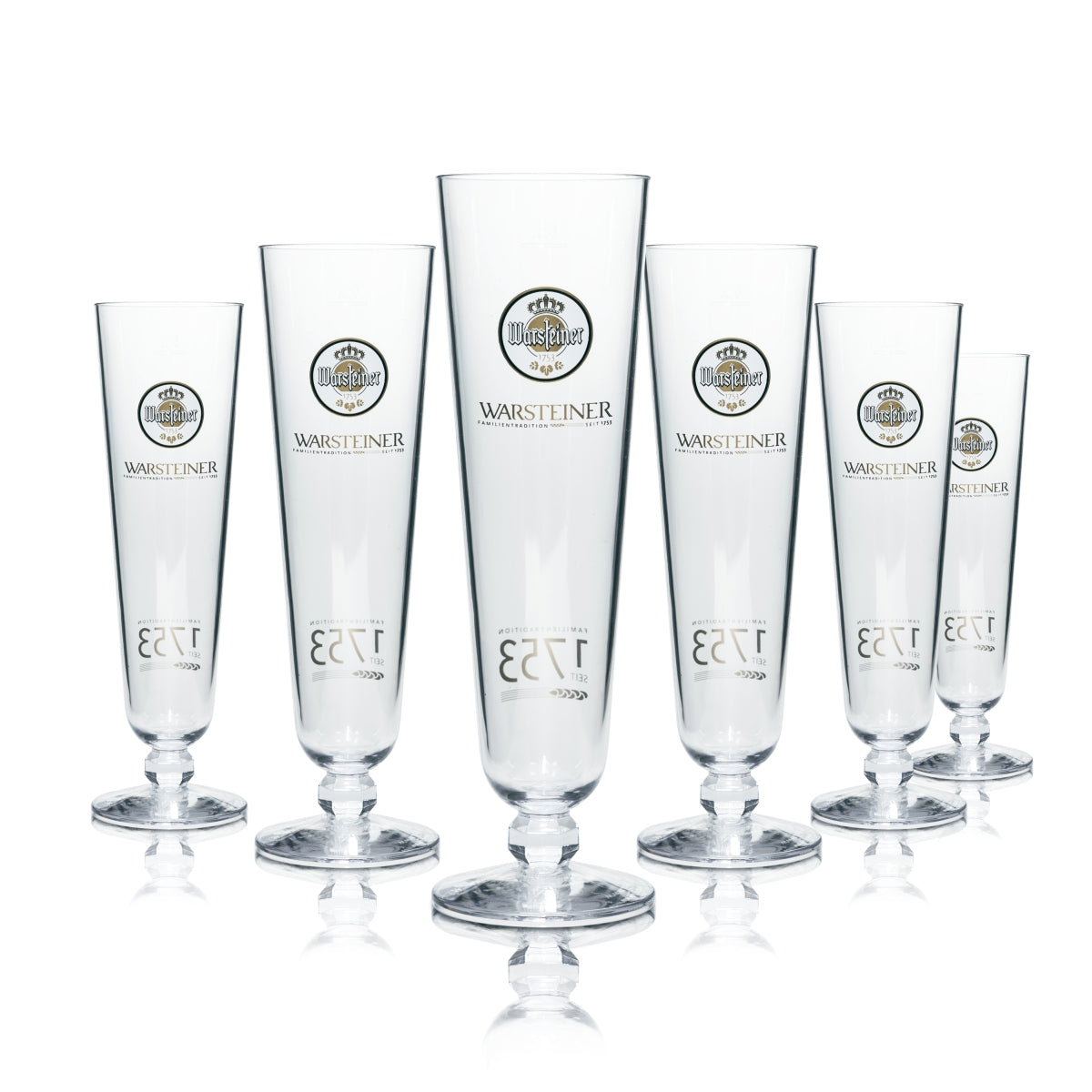 6x Warsteiner beer glass 0.3l plastic reusable trophy tulip pilsner glasses, catering