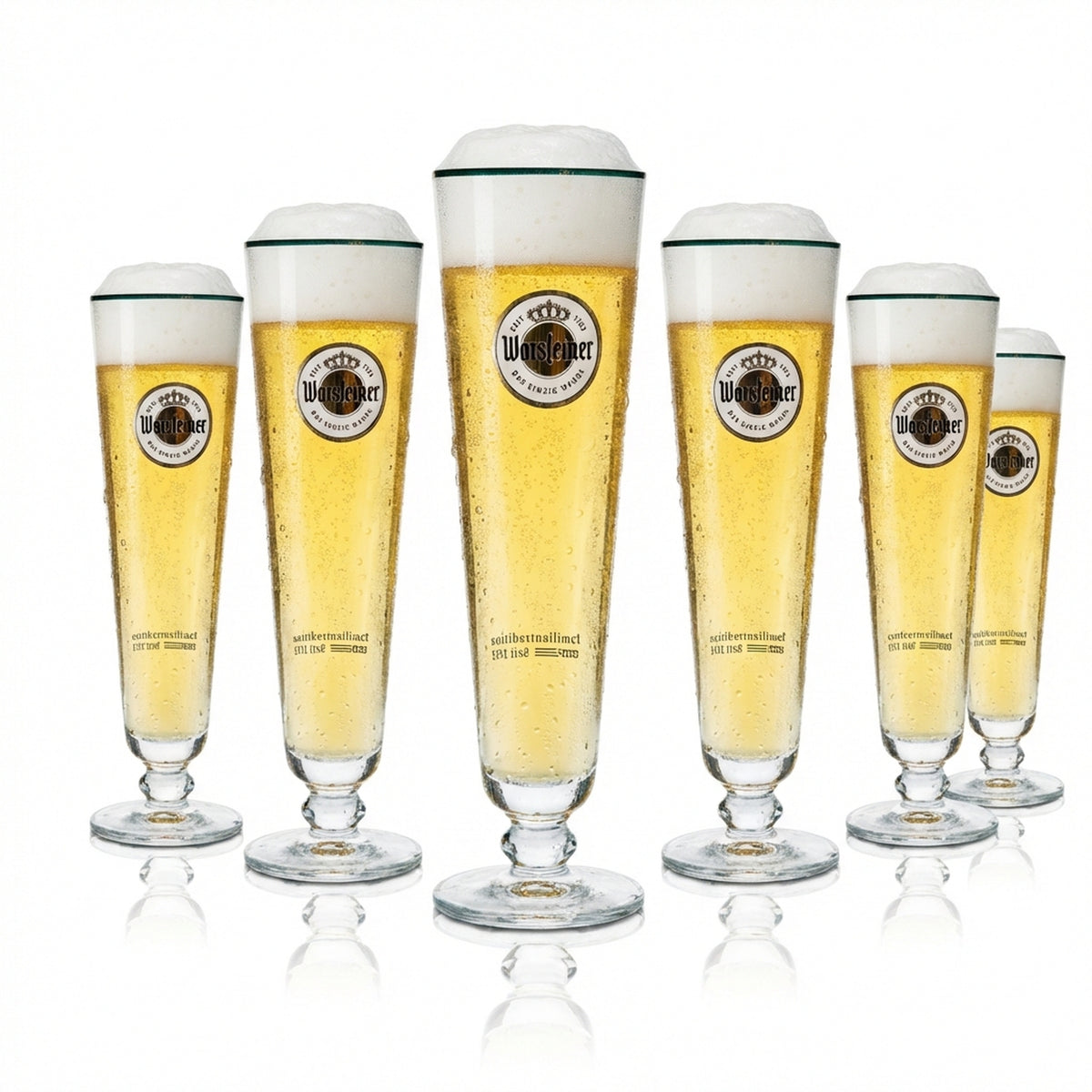 6x Warsteiner beer glass 0.4 l tulip shape, exclusive gold rim