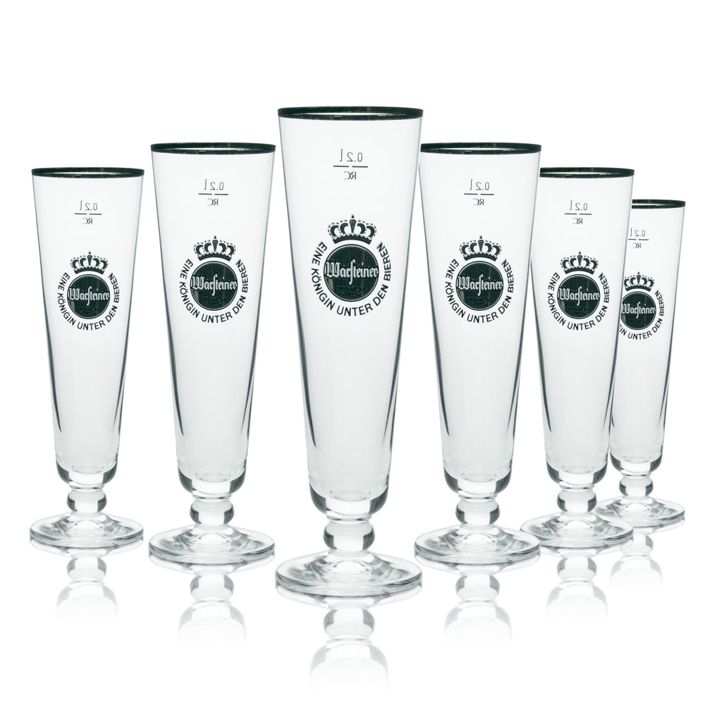 6x Warsteiner Beer Glass Exclusive Tulip with Gold Rim 200ml