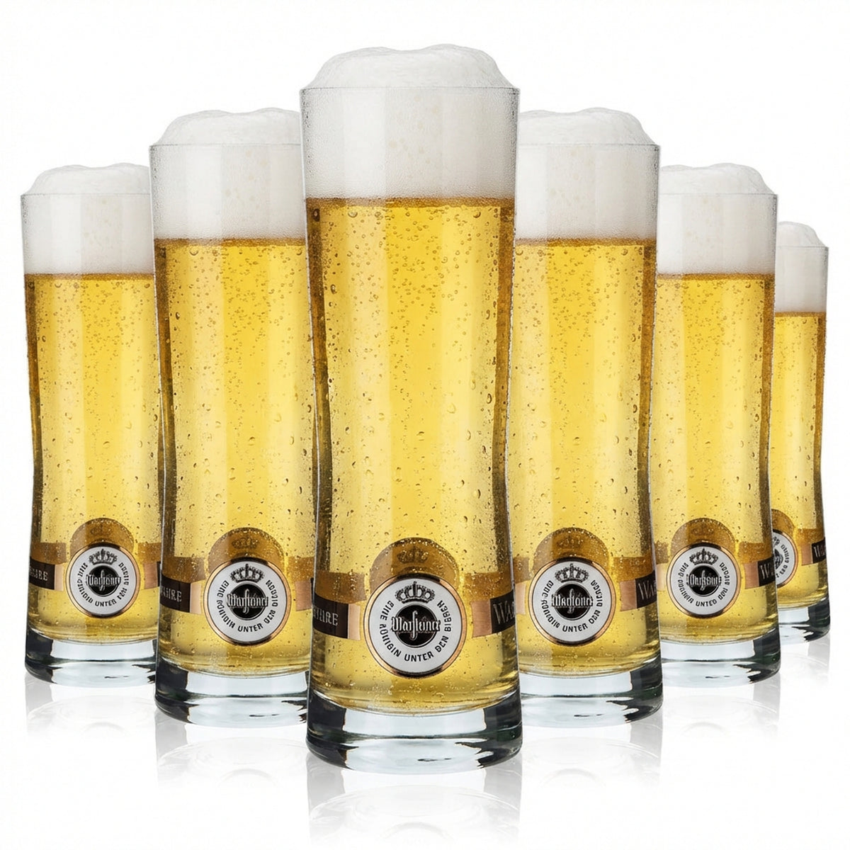 6x Warsteiner beer glasses, 0.25 l, mug, logo on bottom, Rastal Fresh