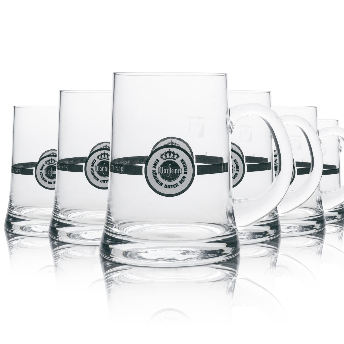 6x Warsteiner beer glass mug 0.5l with handle