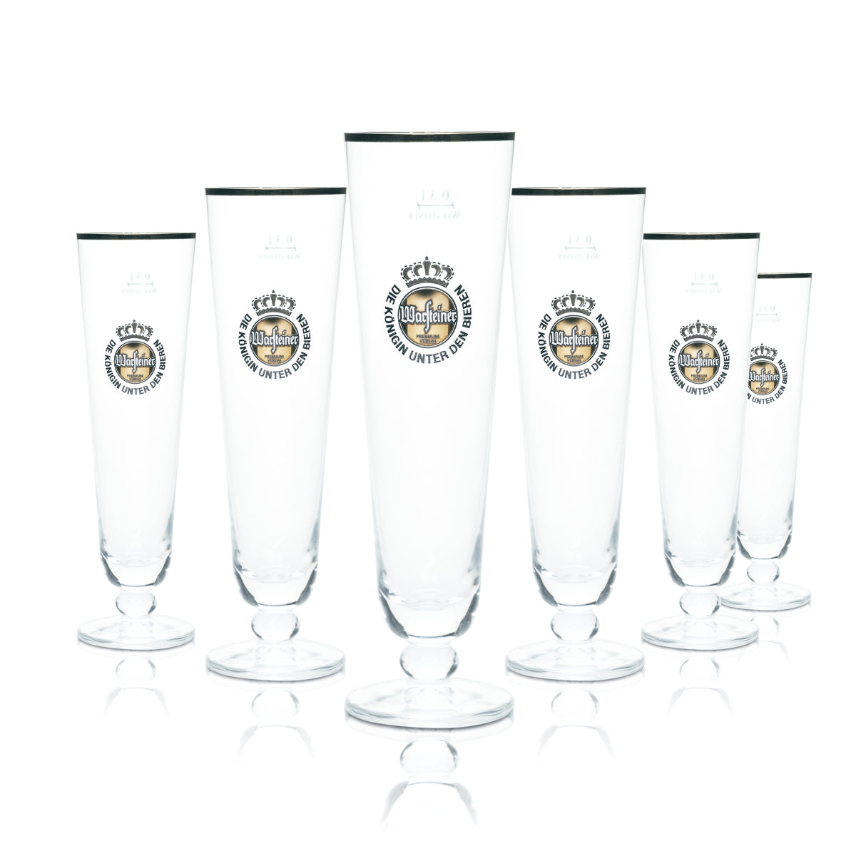 6x Warsteiner Glass 0.3l Pilsner Beer Glasses Premium Gold Rim Brewery Gastro
