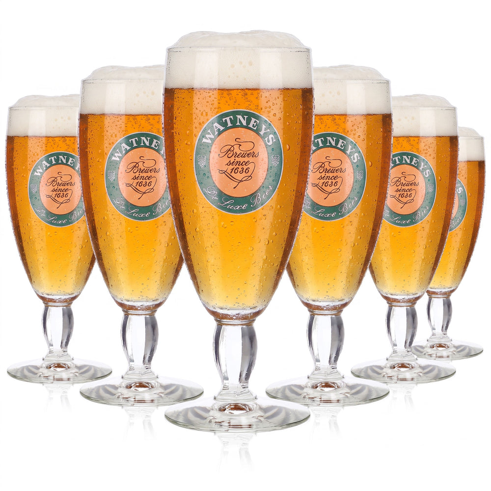 6 Watney's Beer Glasses, 0.3 L, Embossed (Set of 6)